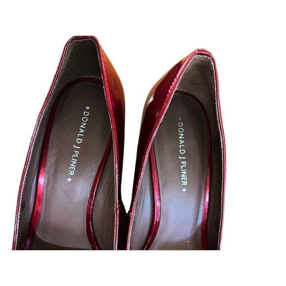 Donald Pliner // Red Habiki Wedge Peep Toe Heels Size 8.5 - Picture 6 of 10